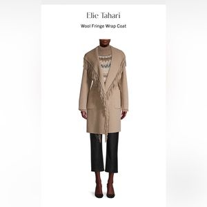 Elie Tahari Wool Fringe Wrap Coat NWT Size Small